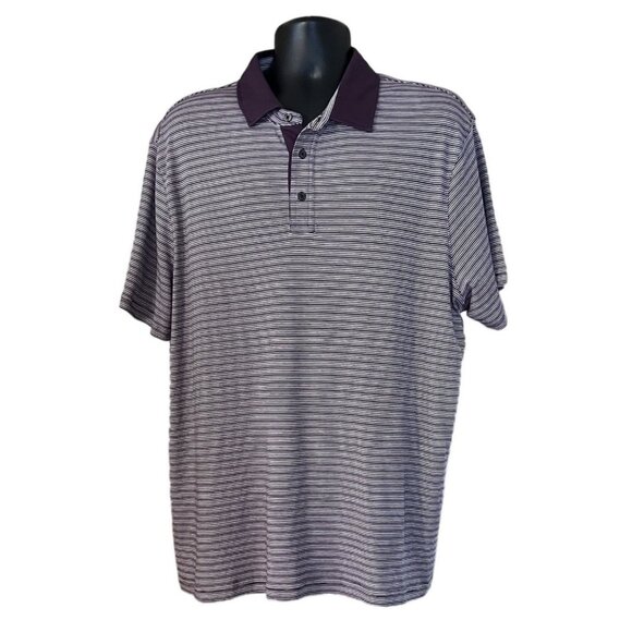 Michael Kors men's purple/white triped polo shirt size XL BUtton neck - Picture 1 of 8